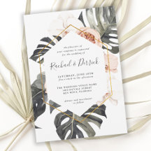 Floral tropical boho con Boda de marco geométrico