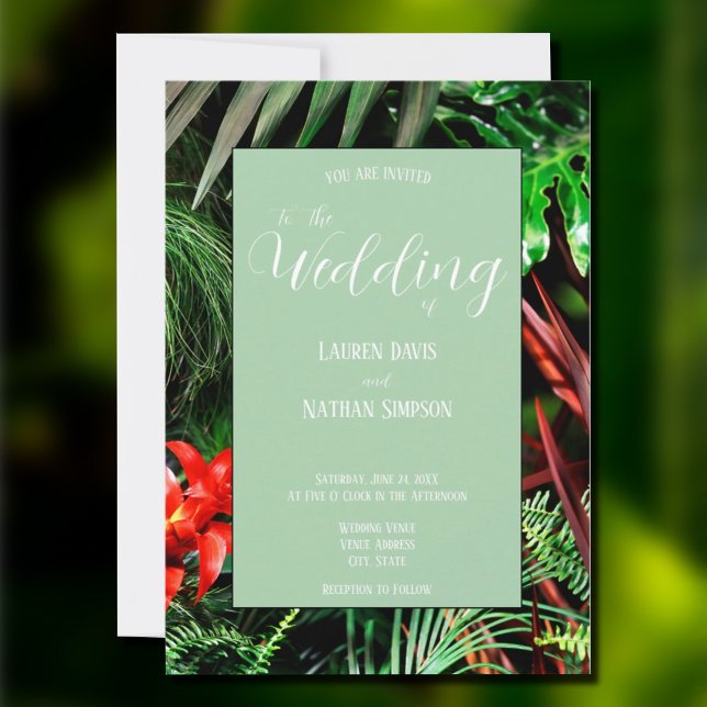 Invitación Floral tropical, colores terráneos, moderna, Boda (Subido por el creador)