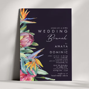 Invitación Floral tropical colorida Boda morado Brunch