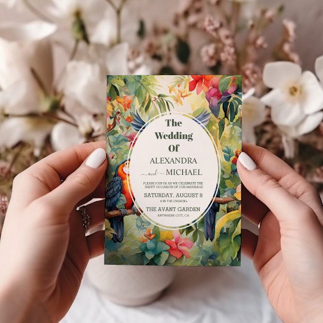 Invitación Floral tropical colorida | Boda verde (Subido por el creador)