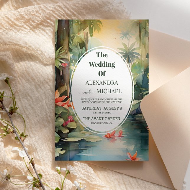 Invitación Floral tropical colorida | Boda verde (Subido por el creador)