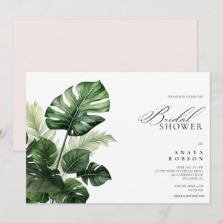 Invitación Floral tropical colorida | Ducha de novia verde