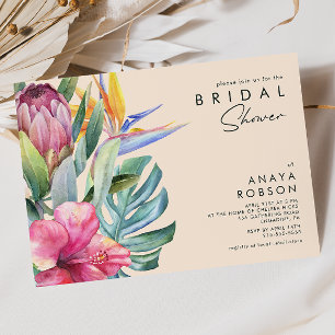 Invitación Floral tropical colorida   Ducha De Novias De Peac