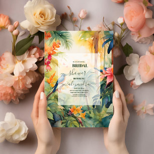Invitación Floral tropical colorida   Ducha De Novias De Peac