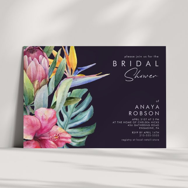 Invitación Floral tropical colorida | Ducha morada (Subido por el creador)