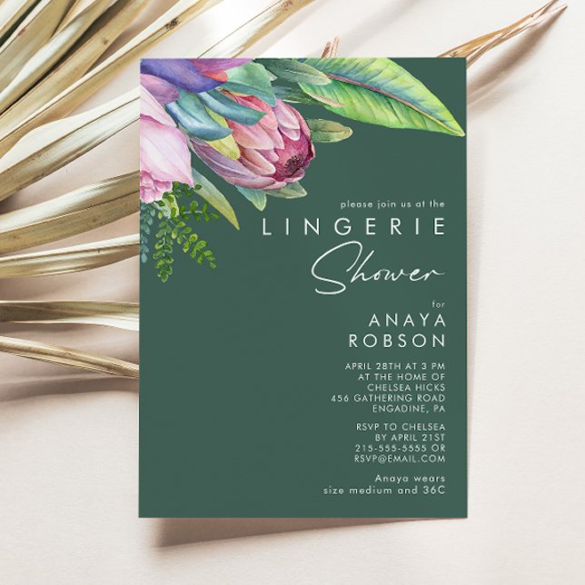 Invitación Floral tropical colorida | Ducha verde de lencería (Subido por el creador)