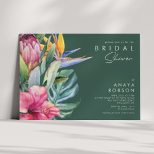 Invitación Floral tropical colorida   Ducha verde de novia