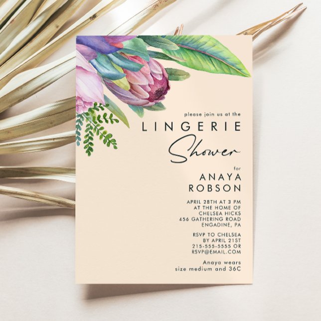 Invitación Floral tropical colorida | Peach Lingerie Shower (Subido por el creador)