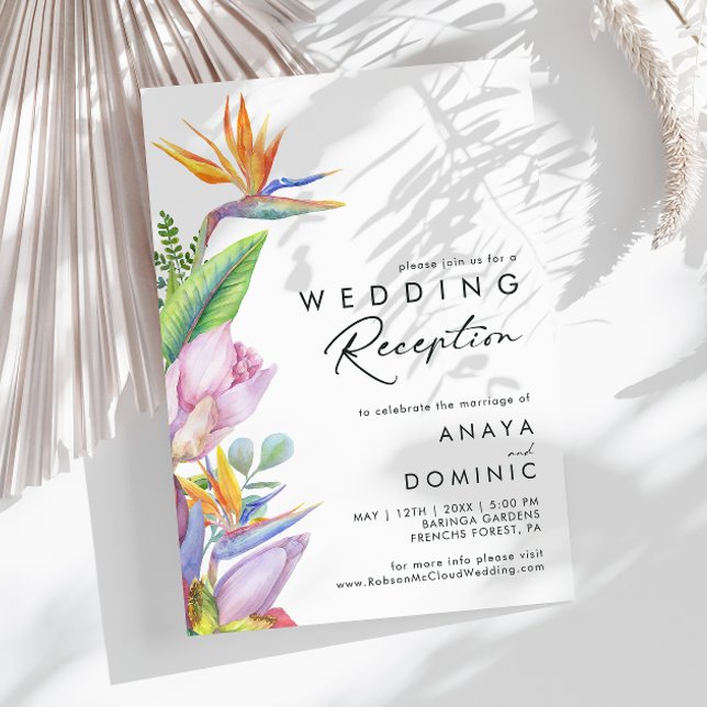 Invitación Floral Tropical Colorido | Recepción de Boda (Subido por el creador)
