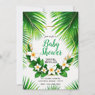 Invitación Floral tropical con hojas de palmera Baby Shower
