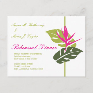 Invitación floral tropical de la cena del ensayo -
