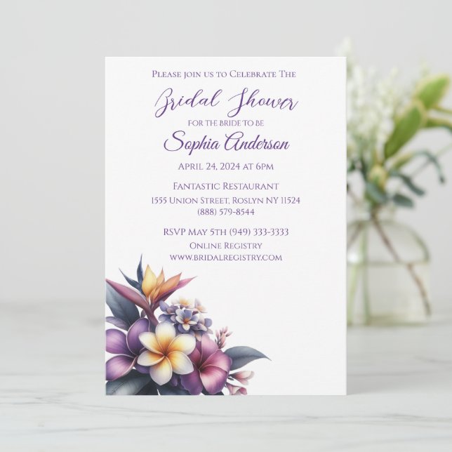 Invitación Floral tropical- Ducha nupcial- (Anverso de pie)