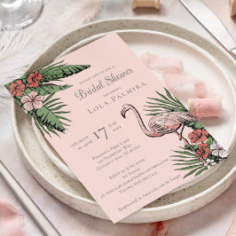 Invitación Floral tropical floral Flamingo Coral Bridal Showe