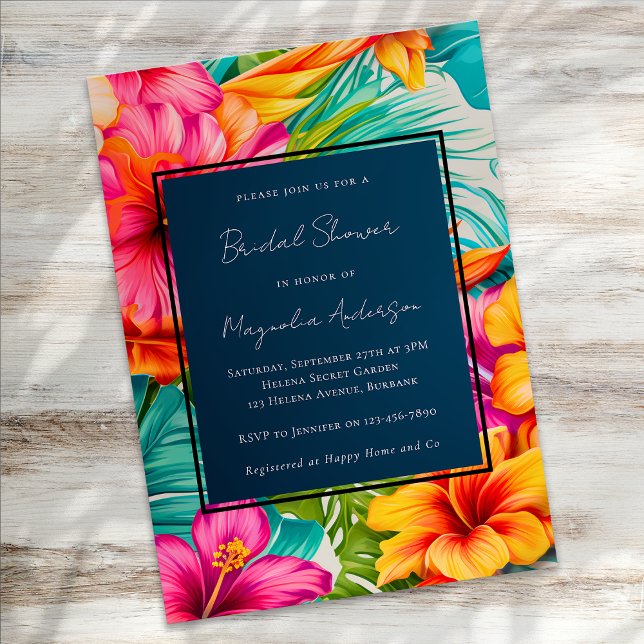 Invitación Floral tropical Hibiscus Bridal Shower (Subido por el creador)