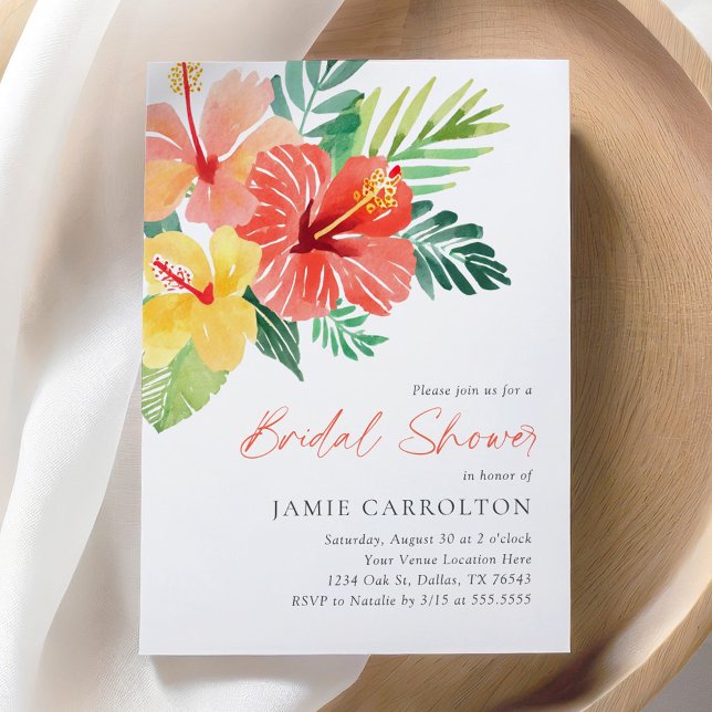 Invitación Floral tropical Hibiscus Bridal Shower (Subido por el creador)