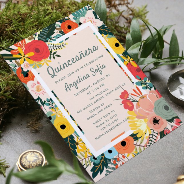Invitación Floral tropical moderna | Quinceañera (Subido por el creador)