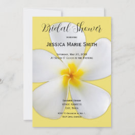 Invitación Floral tropical, Plumeria blanca en amarillo, novi
