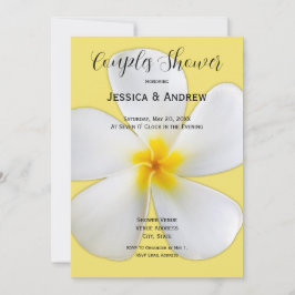 Invitación Floral tropical, Plumeria blanca en amarillo, pare