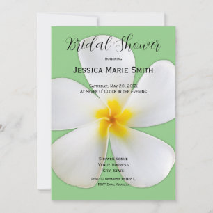 Invitación Floral tropical, Plumeria blanca en salvia, novia