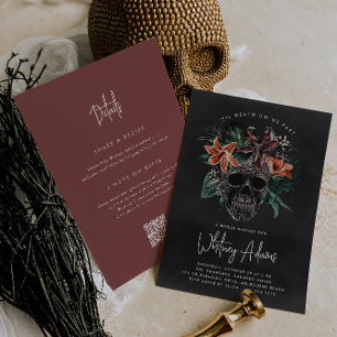 Invitación Floral Tropical Skull Halloween Bridal Shower