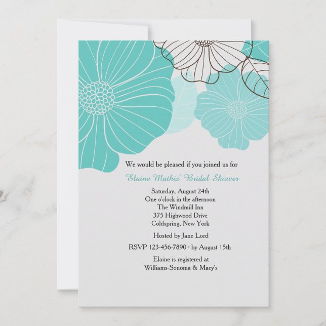 Invitación floral turquesa (Anverso)