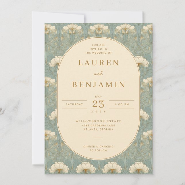Invitación Floral Turquesa Elegante (Anverso)