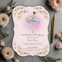 Floral Twirling Ballerina Watercolor Baby Shower