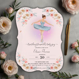 Invitación Floral Twirling Ballerina Watercolor Baby Shower