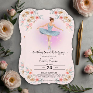 Invitación Floral Twirling Ballerina Watercolor Baby Shower