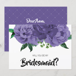 Invitación Floral Ultra Violeta Purple Be my Bridesmaid Card