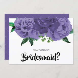 Invitación Floral Ultra Violeta Purple Be my Bridesmaid Card