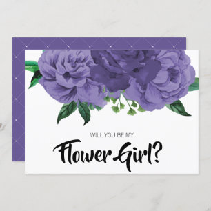 Invitación Floral Ultra Violeta Purple Be my Flower Girl Card