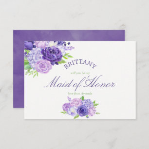 Invitación Floral ultra violeta serás mi empleada de honor