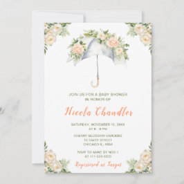 Invitación Floral Umbrella Baby Shower