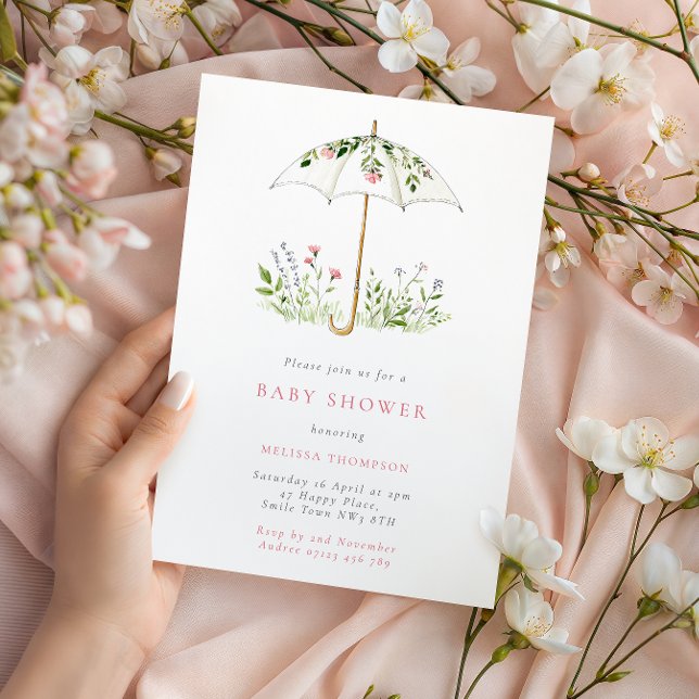 Invitación Floral Umbrella Spring Baby Shower (Subido por el creador)