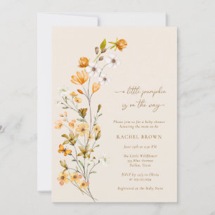 Invitación Floral Un Pequeño Calabaza Está En Camino De Baby