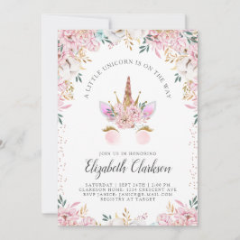 Invitación Floral Unicorn Princess Baby Shower