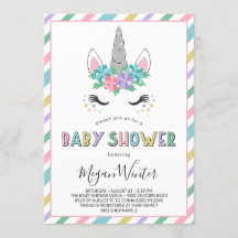 Floral Unicornio Pastel Baby Shower