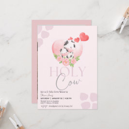 Invitación Floral vaca lechera rosa de la ducha
