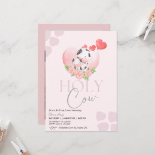 Invitación Floral vaca lechera rosa de la ducha