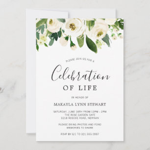 Invitación Floral vegetación Rosas Blancas Celebración de la 