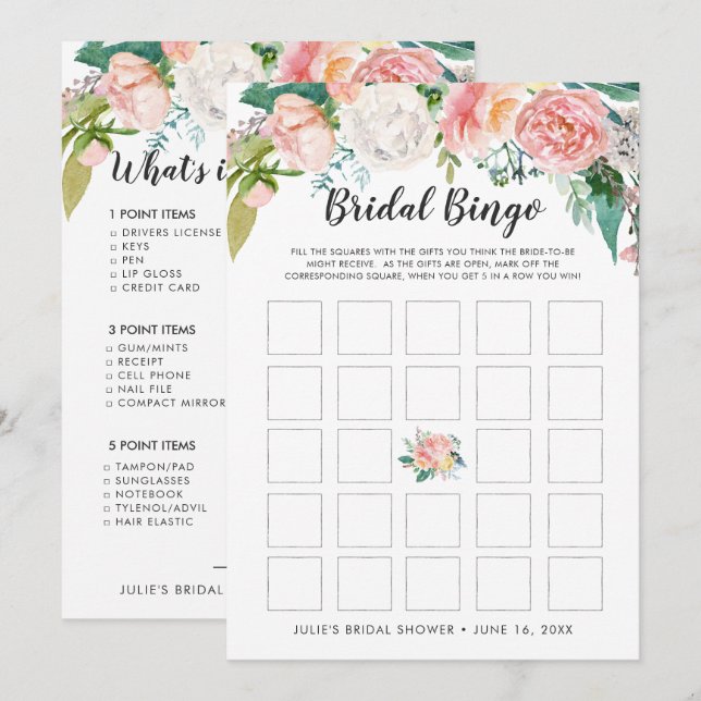 Invitación Floral veraniega ruidosa ducha de novia de doble l (Anverso / Reverso)