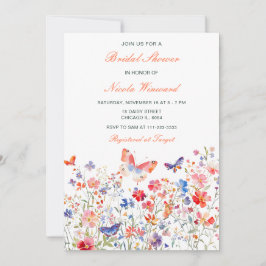 Invitación Floral Verano Mariposa Ducha de Novia