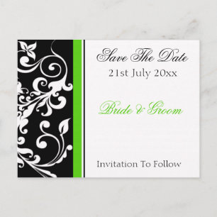 Invitación floral verde blanco y negro, 21 de juli