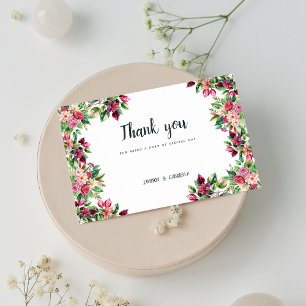 Invitación Floral verde borgoña botánica Gracias