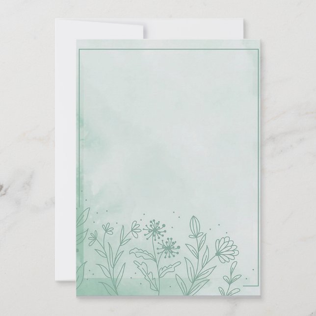 Invitación Floral Verde Claro  (Anverso)