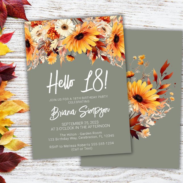 Invitación Floral verde de cumpleaños 18 (Subido por el creador)
