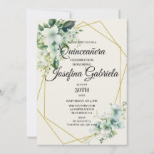 Invitación floral verde de Quinceañera