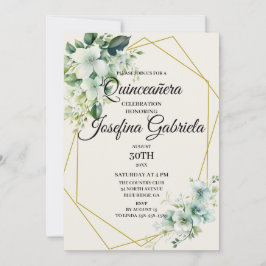 Invitación floral verde de Quinceañera