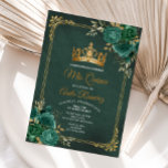 Invitación Floral verde esmeralda mexicana y vino dorado inma<br><div class="desc">La flor verde esmeralda mexicana y el oro son mis quince invitaciones,  mis quince años,  decimoquinto cumpleaños, </div>